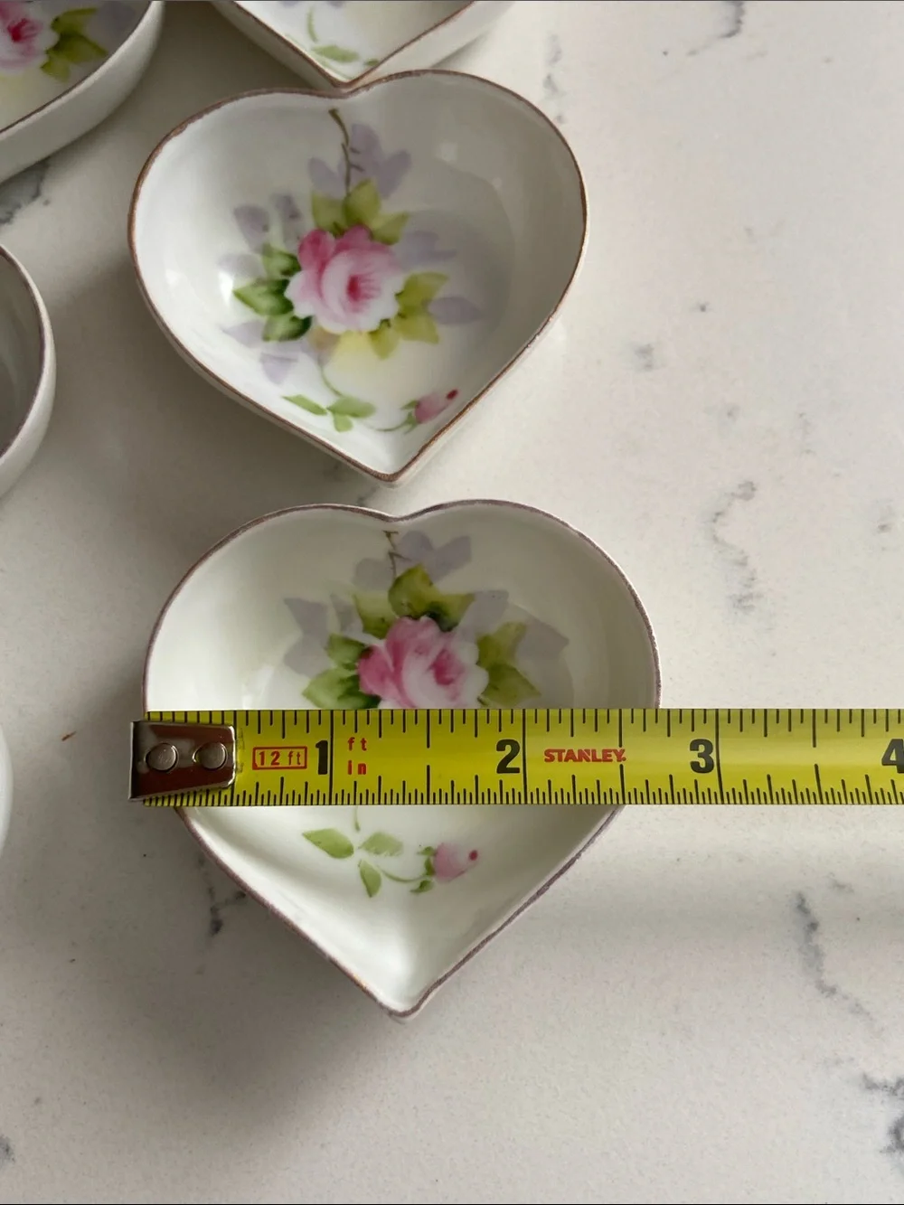 Antique Noritake Heart Butter Pats Hand Painted Roses Set of 6